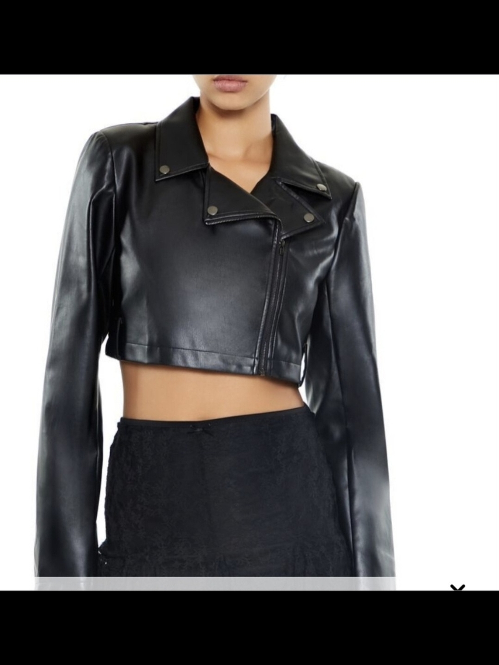 Forever 21 Black Cropped Faux Leather Moto Jacket